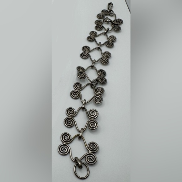 Silver Swirl Link Art Deco Bracelet - Picture 1 of 1